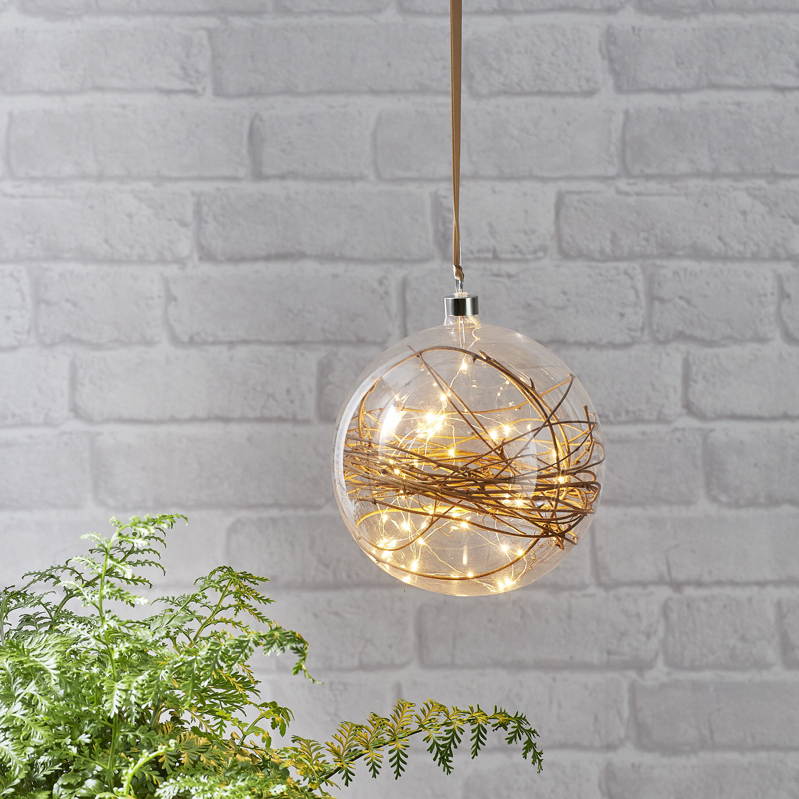 LED-Dekokugel Glow klar, Rattan