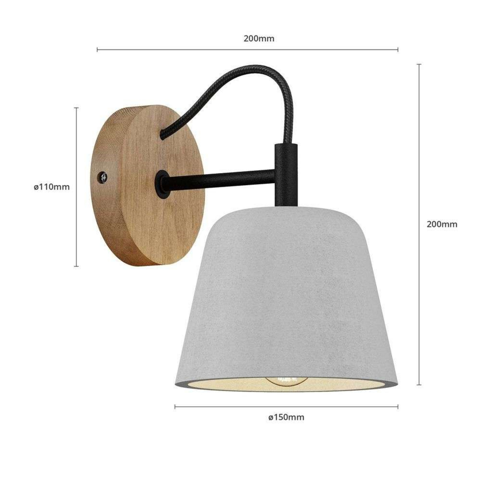 Kalinda Wall Lamp Grey/Oak - Lucande