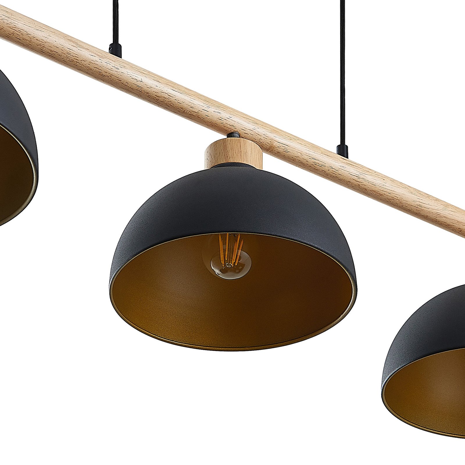 Tirzana 3 Lampada a Sospensione Black/Light Wood - Lindby