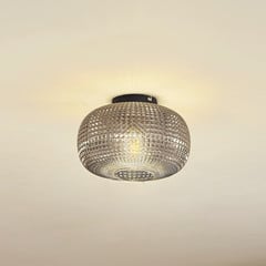 Lindby loftlampe Hildur, Ø 25 cm, røgfarvet grå, glas