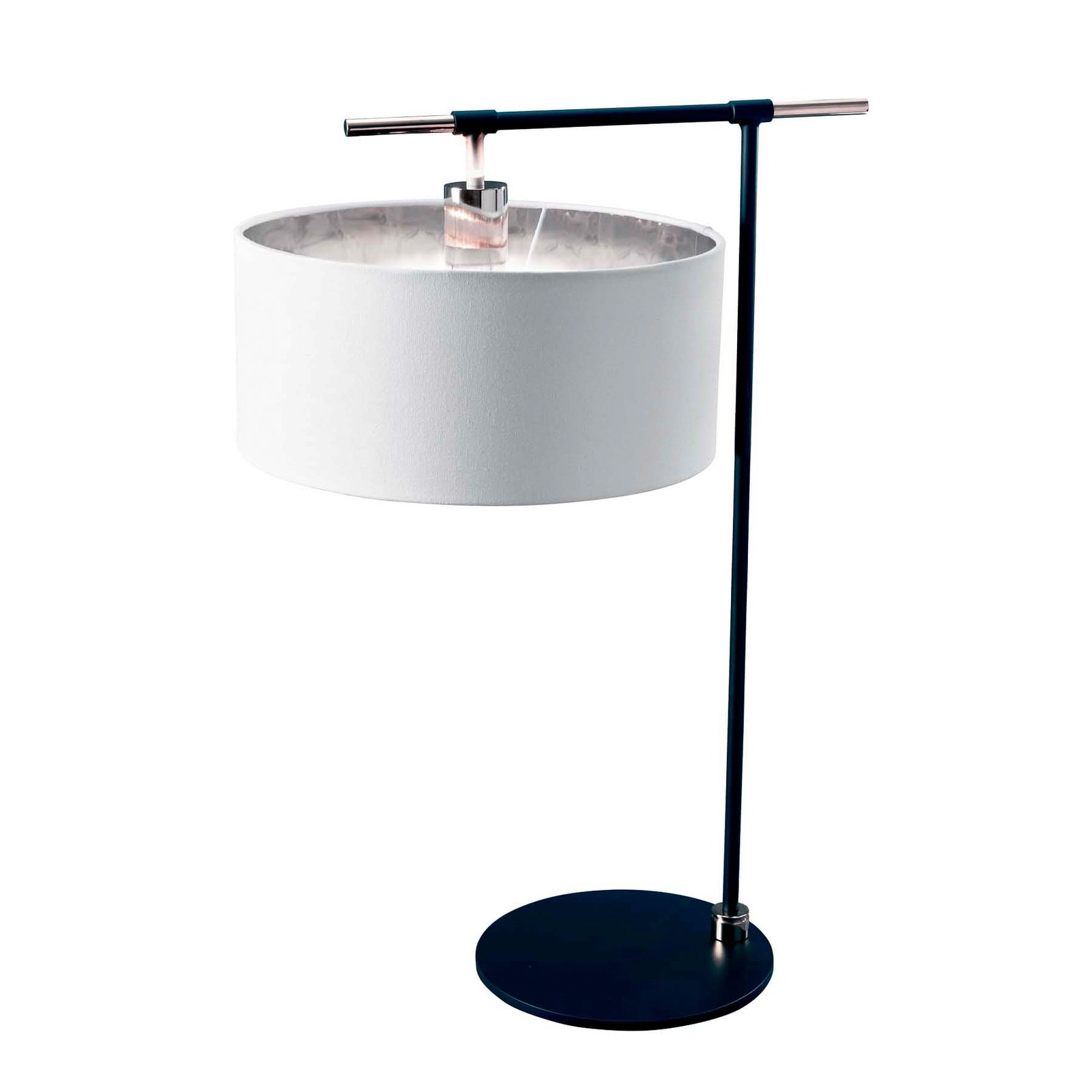 Balance table lamp, black/nickel, white lampshade