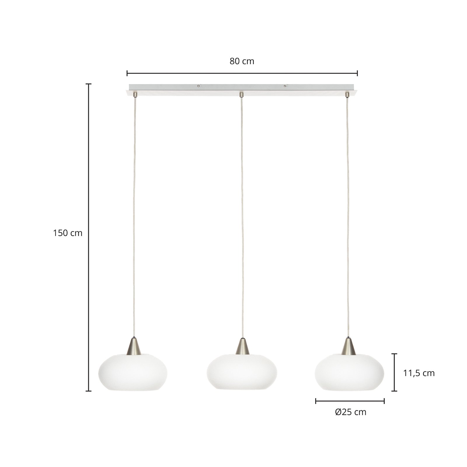 Lucande Hängeleuchte Sharvil, 3-flammig, weiß, Glas, 97cm