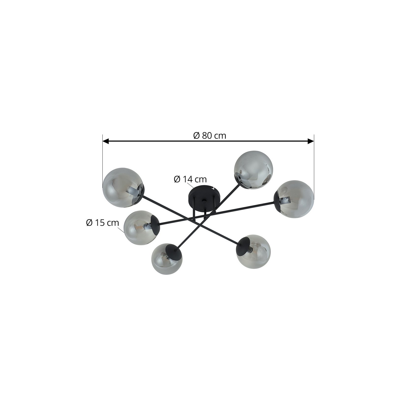 Lindby laevalgusti Isamer, suitsuhall, Ø 80 cm, gloobusvalgusti