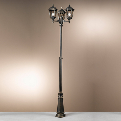 Mastleuchte Puchberg 3-flg., 255 cm, schwarz-gold