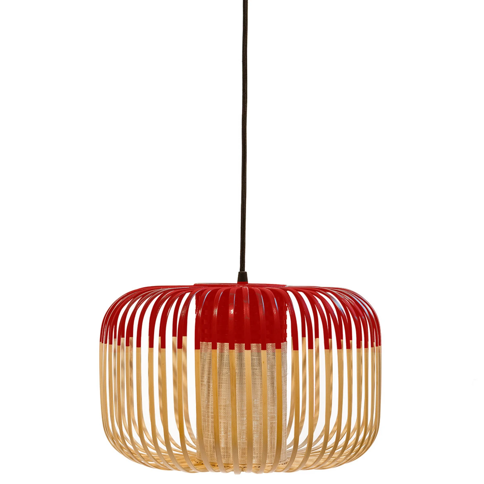 Lámpara colgante Forestier Bamboo S, Ø 35 cm,  rojo