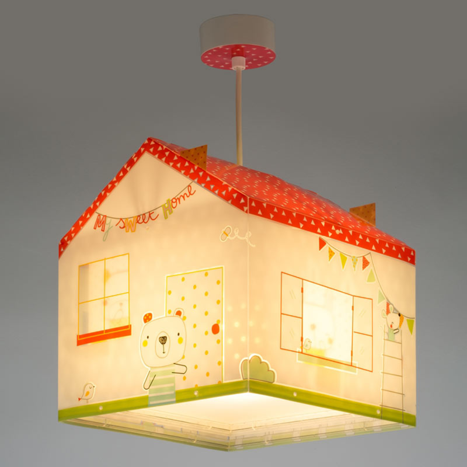 Dalber My sweet Home children’s hanging light, for Children's Room, plastic, E27, 60 W, energy efficiency: A++, L: 24 cm, W: 24 cm, H: 25.5 cm