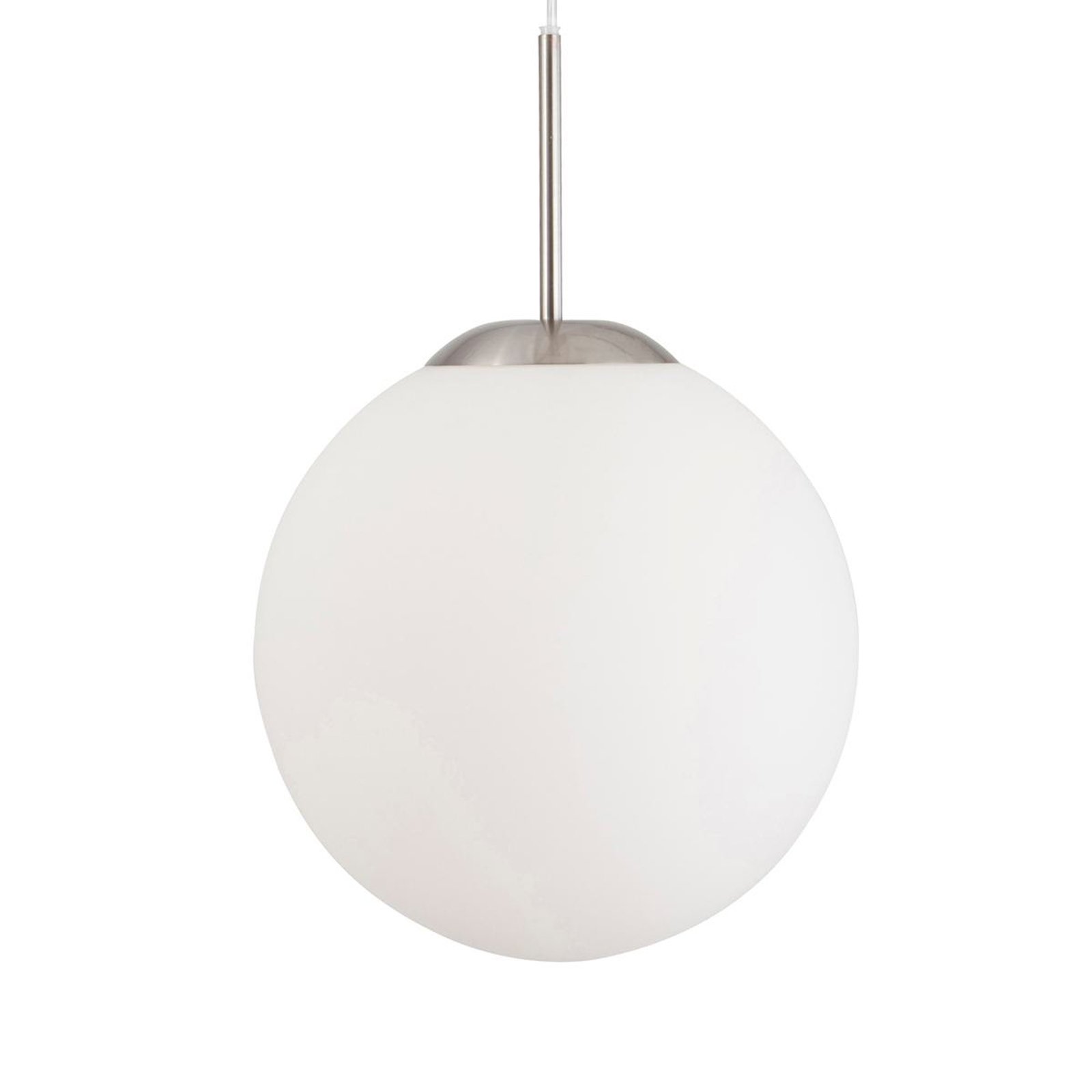 Suspension Bollique, acier, blanc opalin, verre, 5 lampes rondes