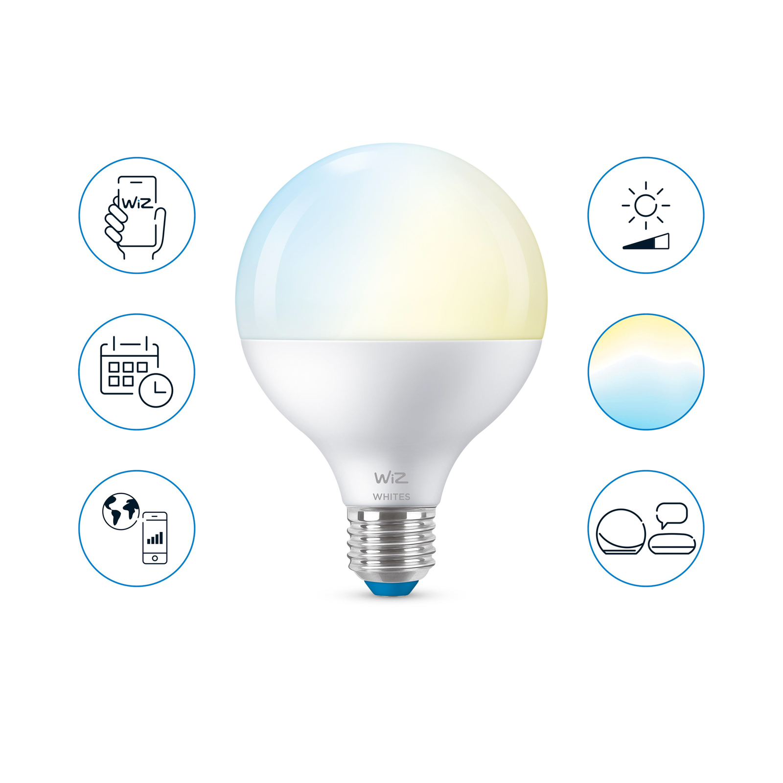 WiZ G95 LED-lampa E27 11 W glob matt CCT