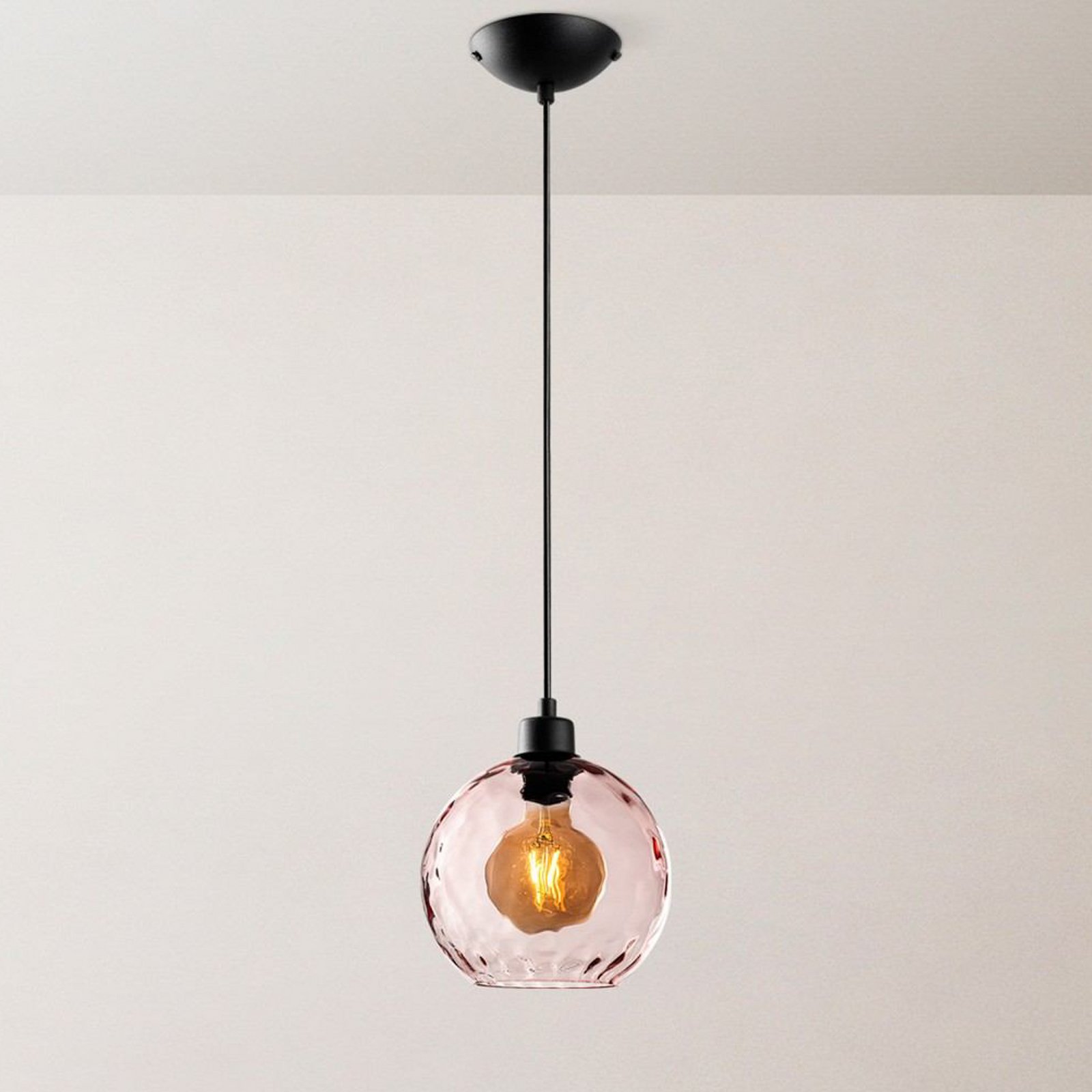 Lámpara colgante Benek, rosa, cristal, Ø 20 cm, E27
