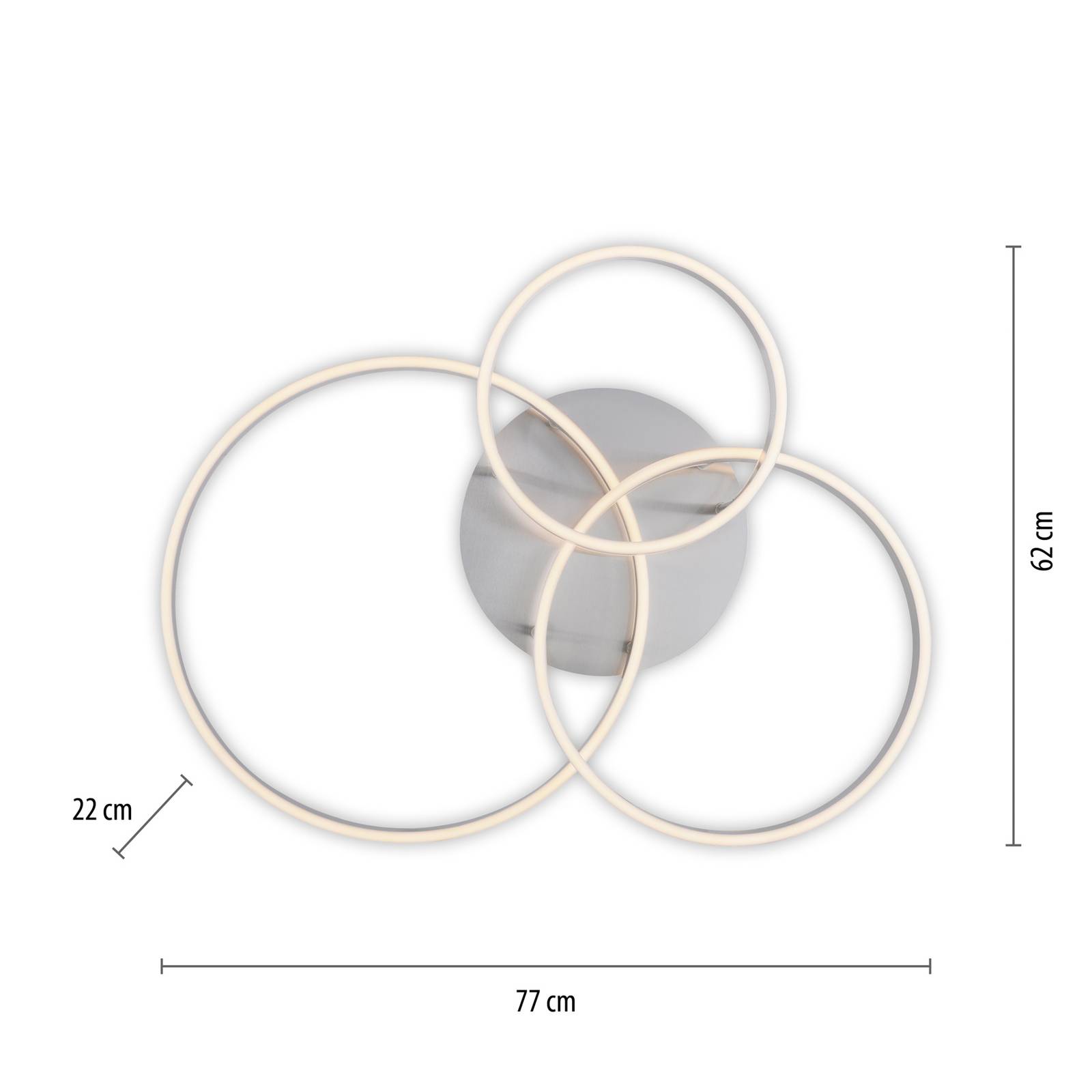  Just Light. Gmbh Just Light. Gmbh Lilluti Led Ceiling Light, Silver, Iron, Aluminium, 3 Rings 