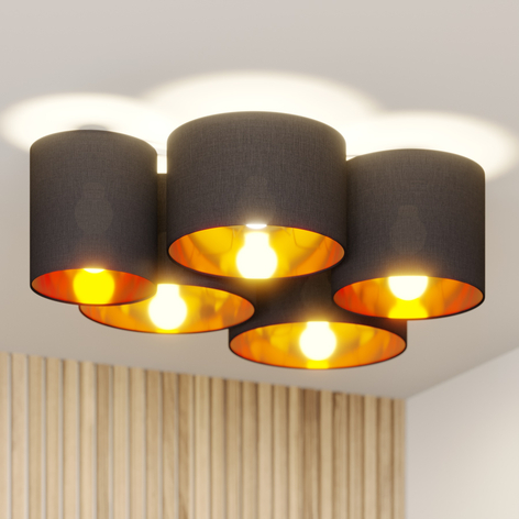Lindby Laurenz Deckenlampe 5-fl. 83cm schwarz-gold