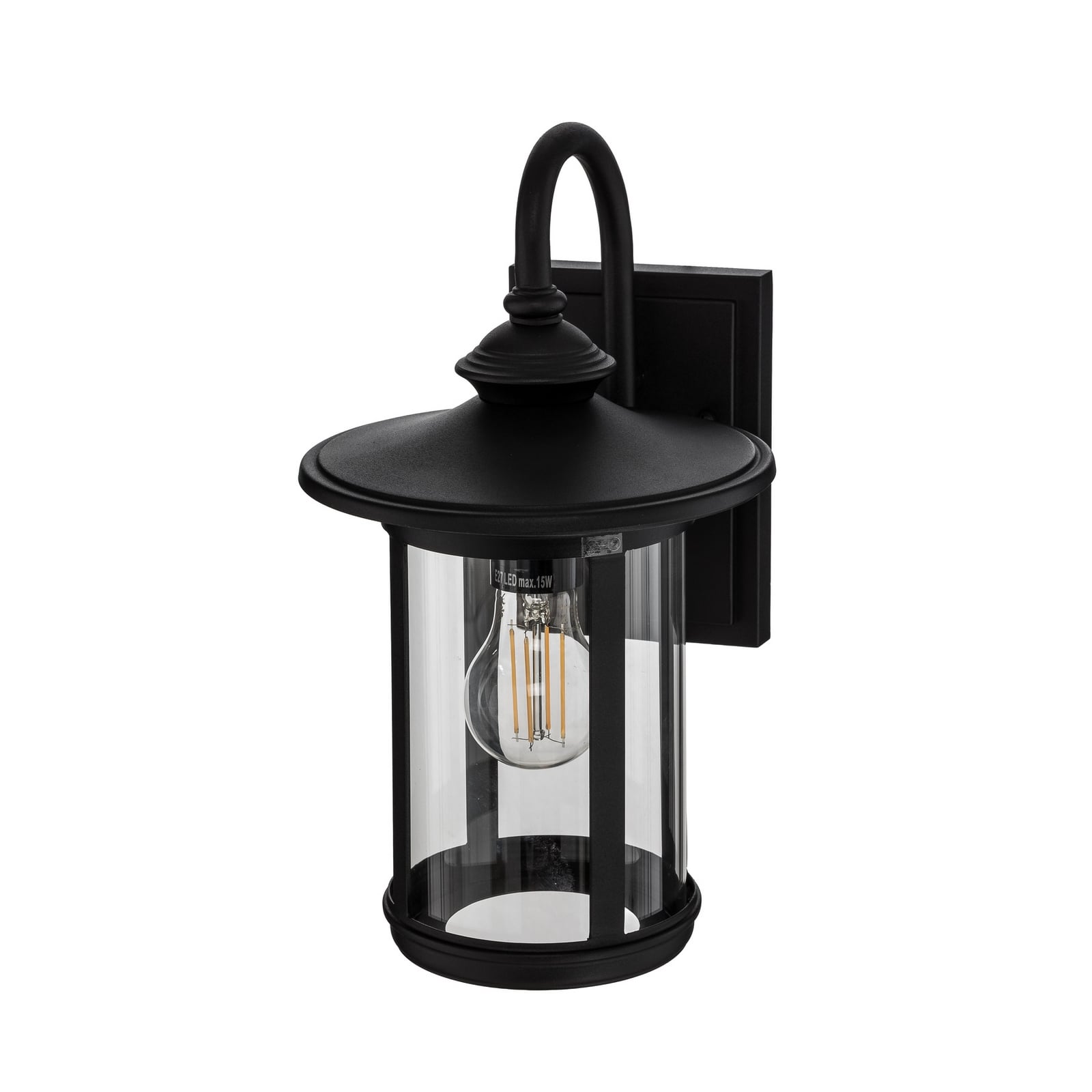 Lindby Außenwandleuchte Zayn, schwarz, Glas, Höhe 33cm, IP23