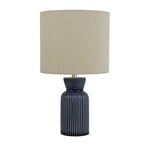 Jeshua table lamp, blue/white, ceramic/textile, 39 cm, E24