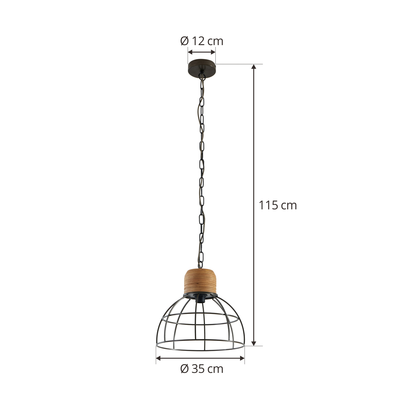 Lucande Suspension Arinthea, E27, noir, acier, cage