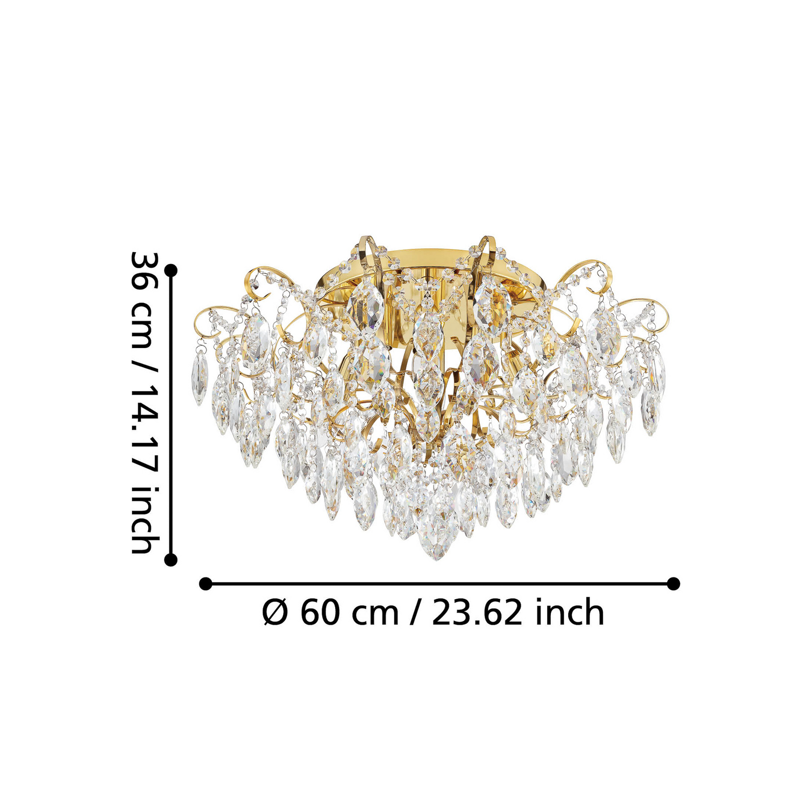 Stropna svjetiljka Stars of Light Fenoullet, mesing, Ø 60 cm