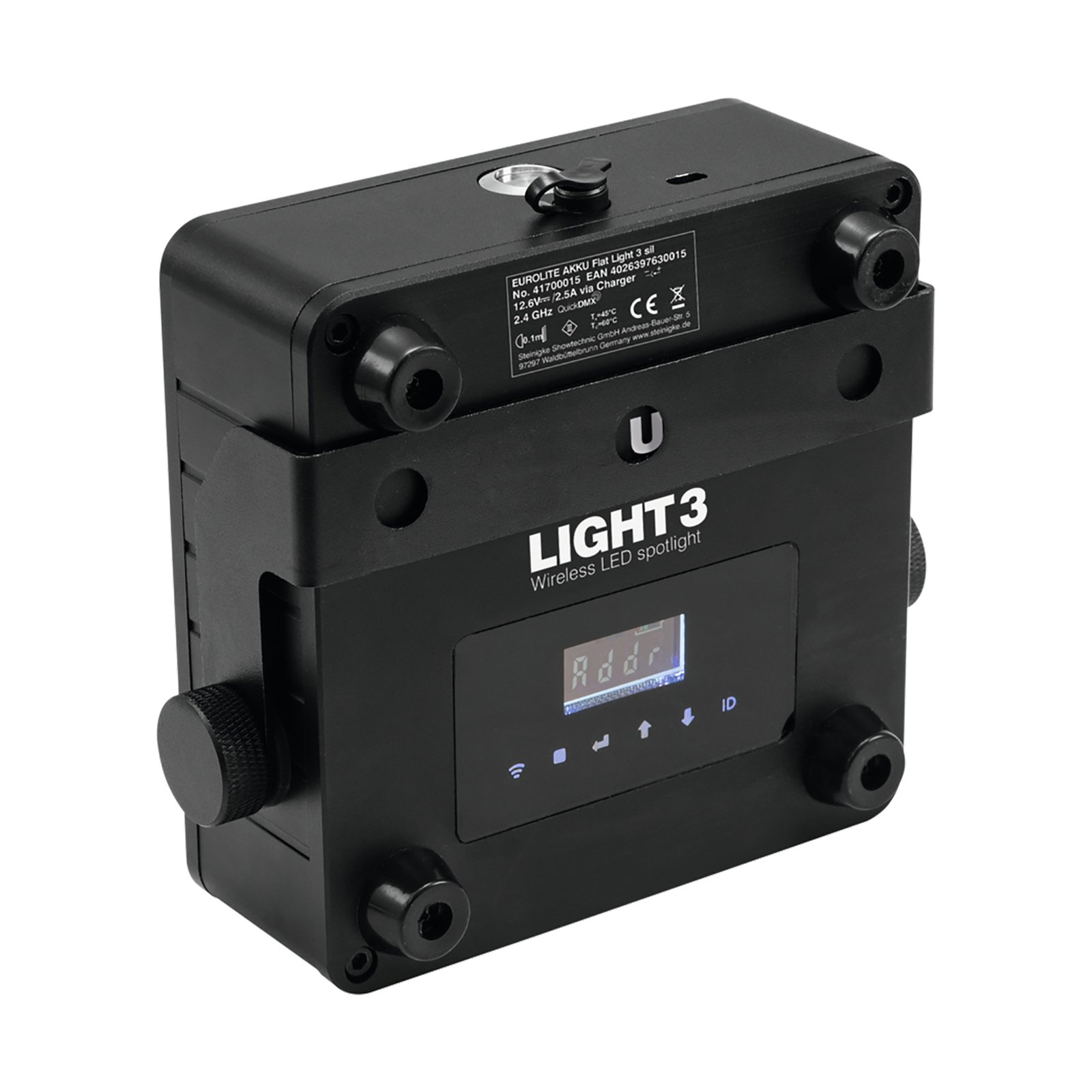 EUROLITE rechargeable Flat Light 3 LED spot 24W, black