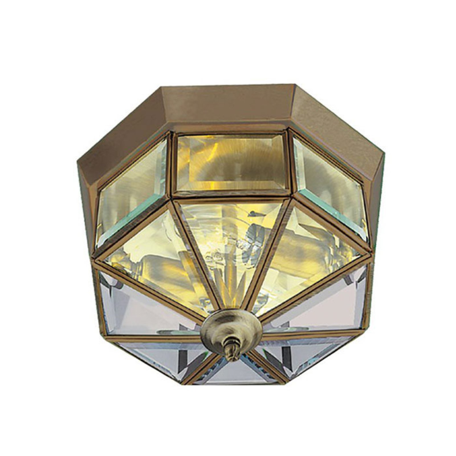 Lamp Flush Klassik messing antiek achthoekig