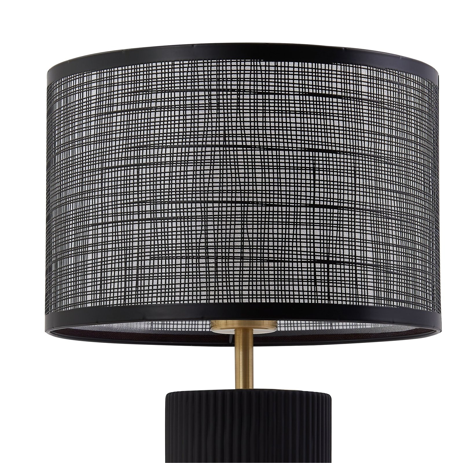 Lindby Sorscha table lamp, black, iron, Ø 26 cm