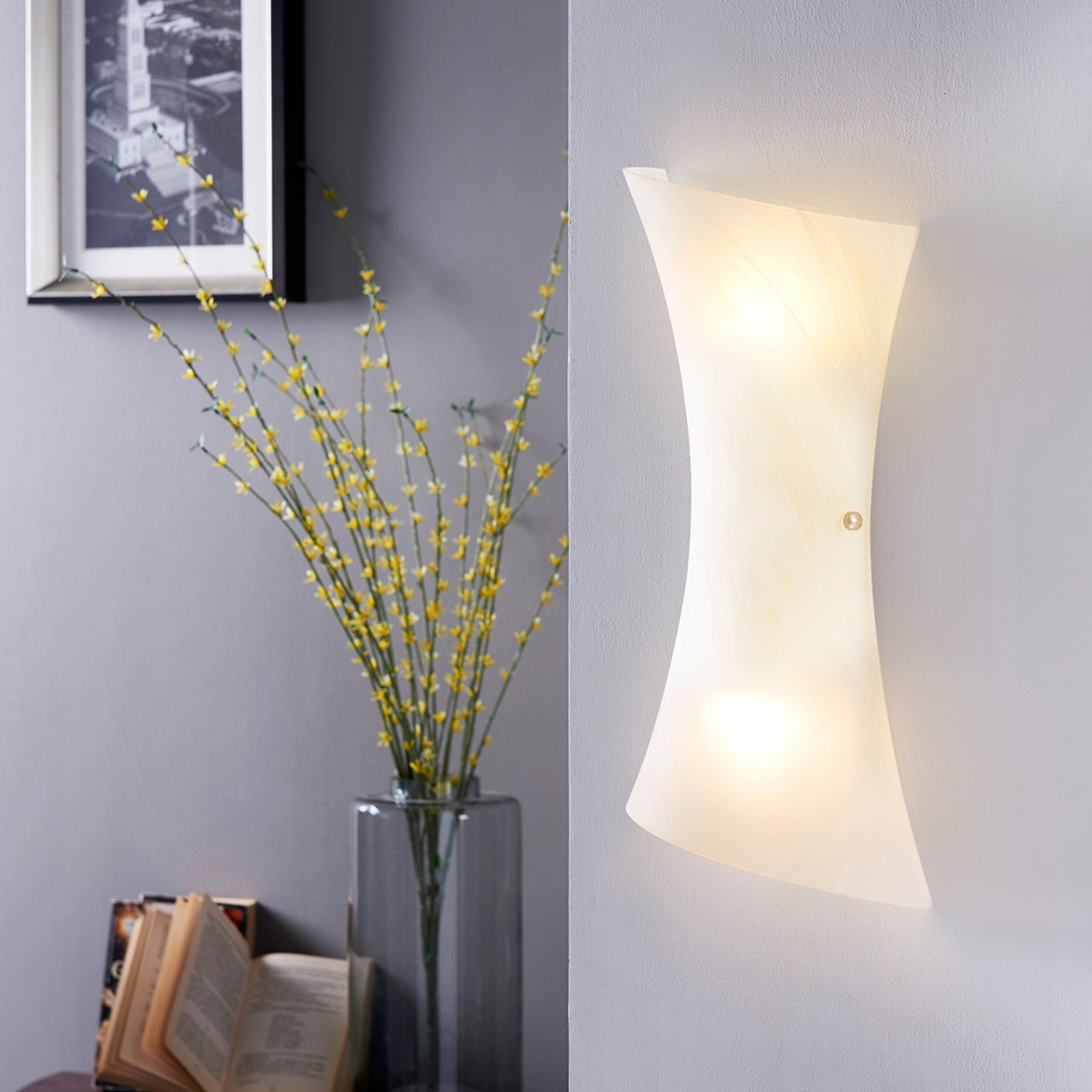 Ebba fehér LED-es üveg fali lámpa