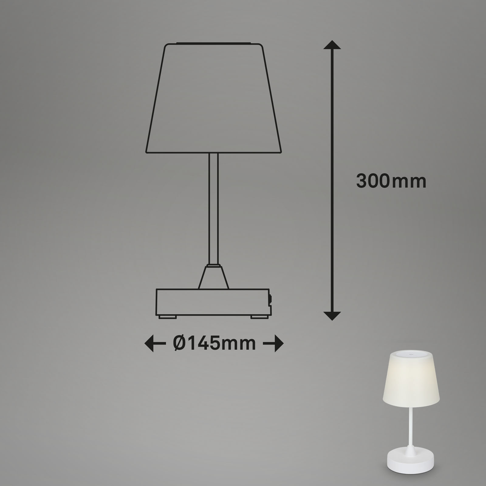 Lampada da tavolo LED Campi, batteria ricaricabile, dimmerabile, bianco