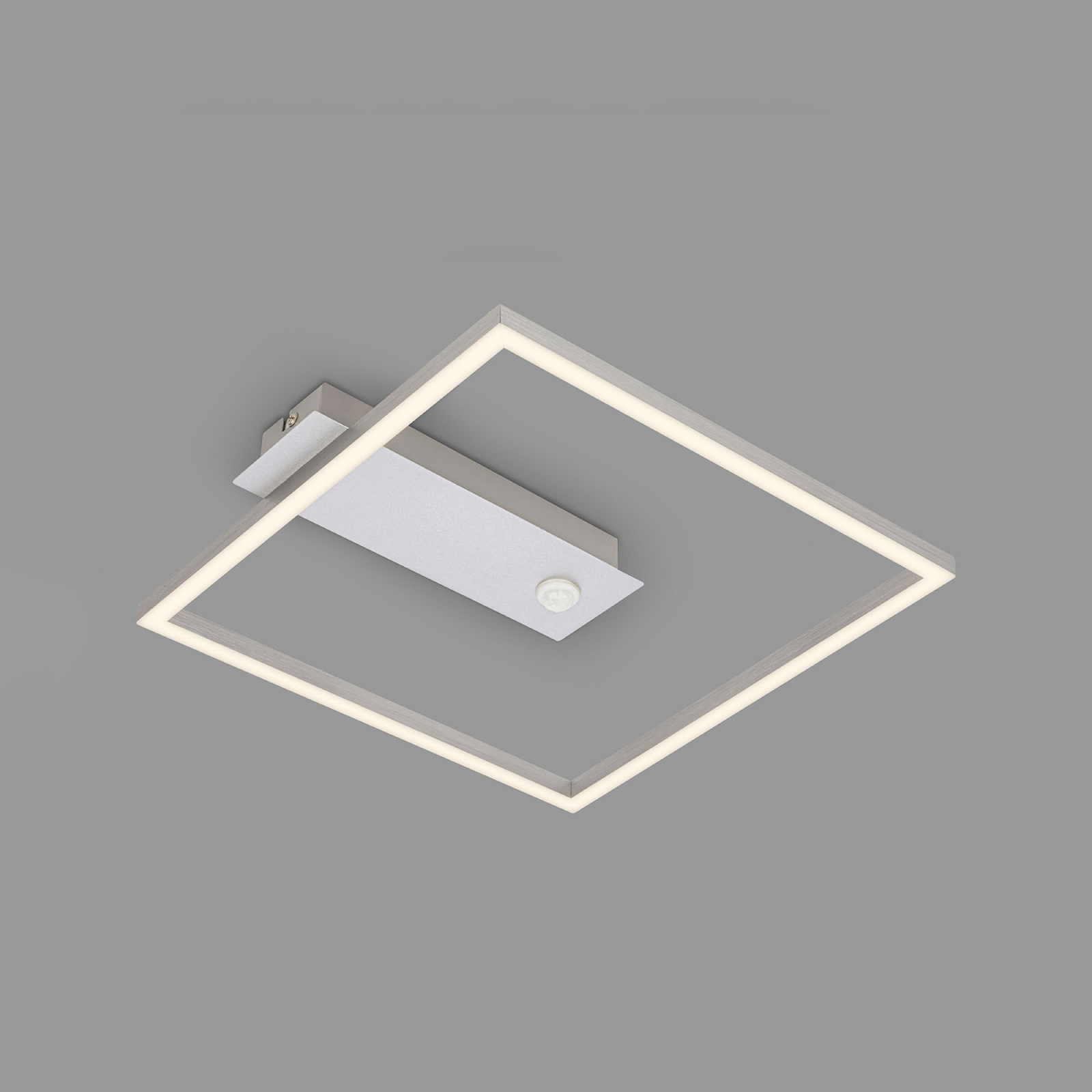 LED-Deckenleuchte Nici, alufarben, eckig, Bewegungsmelder