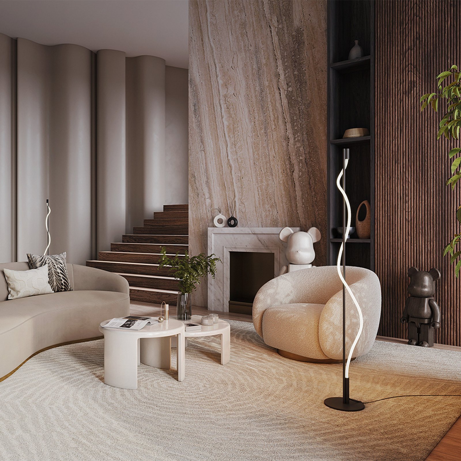 Piantana LED Maytoni Tau, nera, alluminio, altezza 150 cm