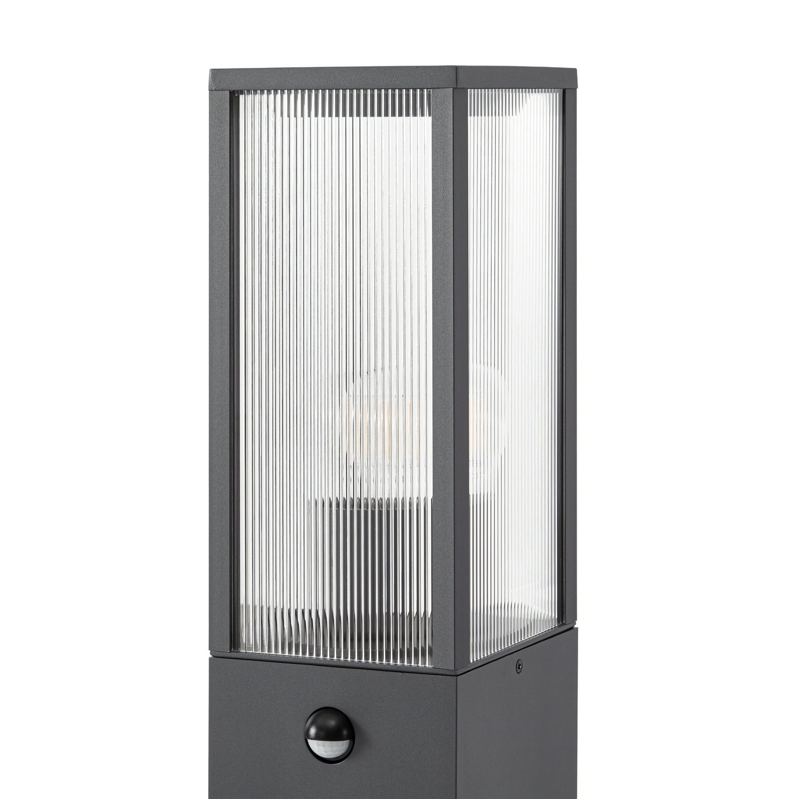 Peldar Wegeleuchte, 80 cm, anthrazit/geriffelt, Sensor - Lindby