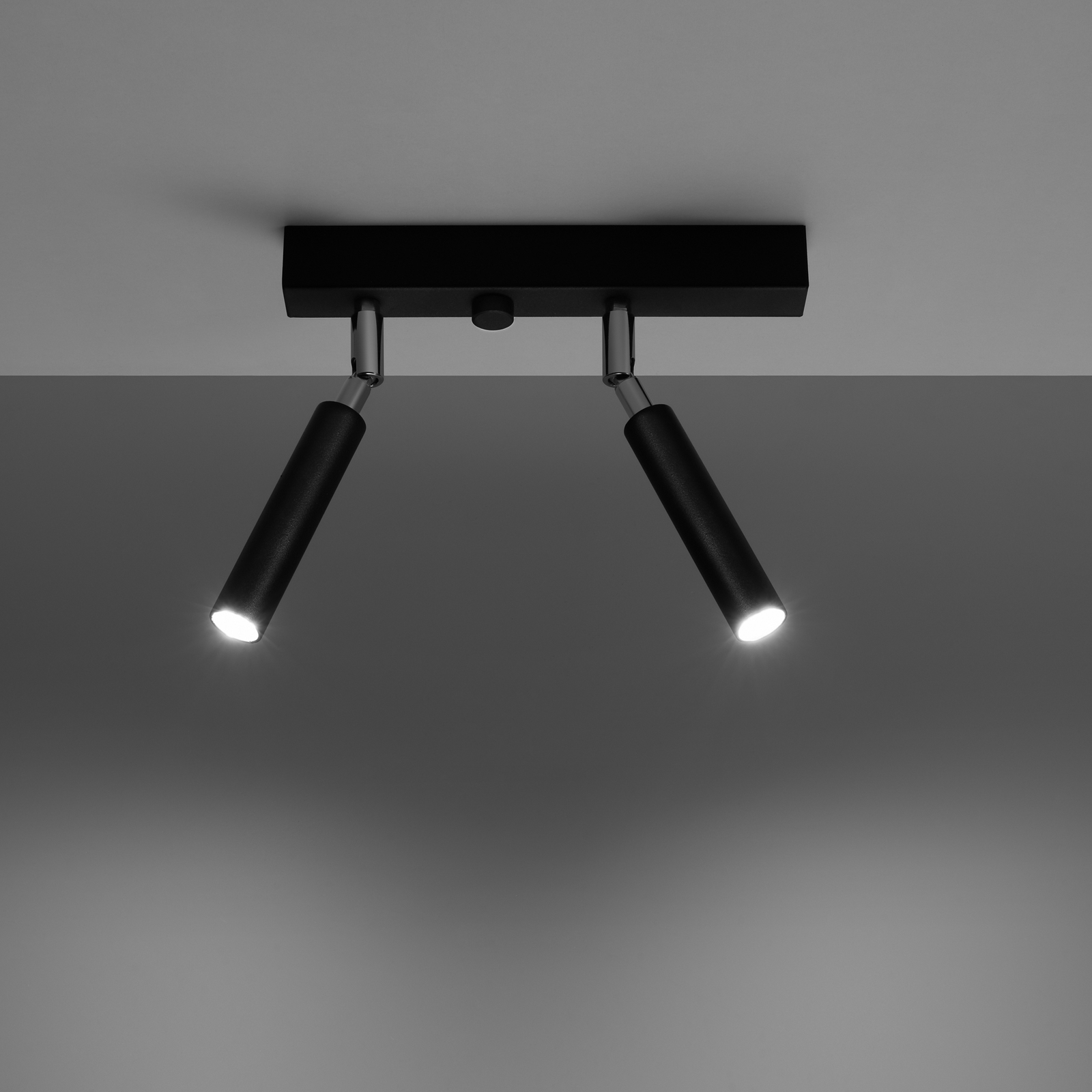 Euluna Nicanor spot plafond noir/chromé à 2 lampes