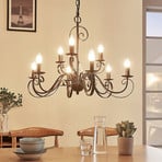 Candelabru Lindby Caleb, 9 becuri, culoare rugină, metal, E14