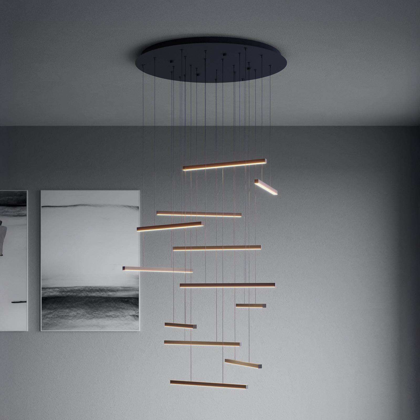 Stars of Light LED-hänglampa Lindoza svart 44 cm 12 lampor