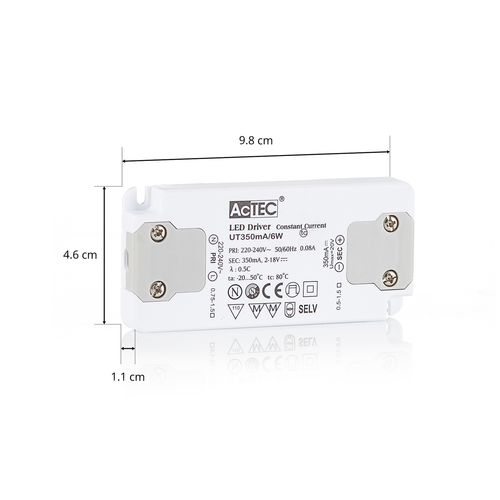 AcTEC Slim -LED-muuntaja CC 350mA, 6W