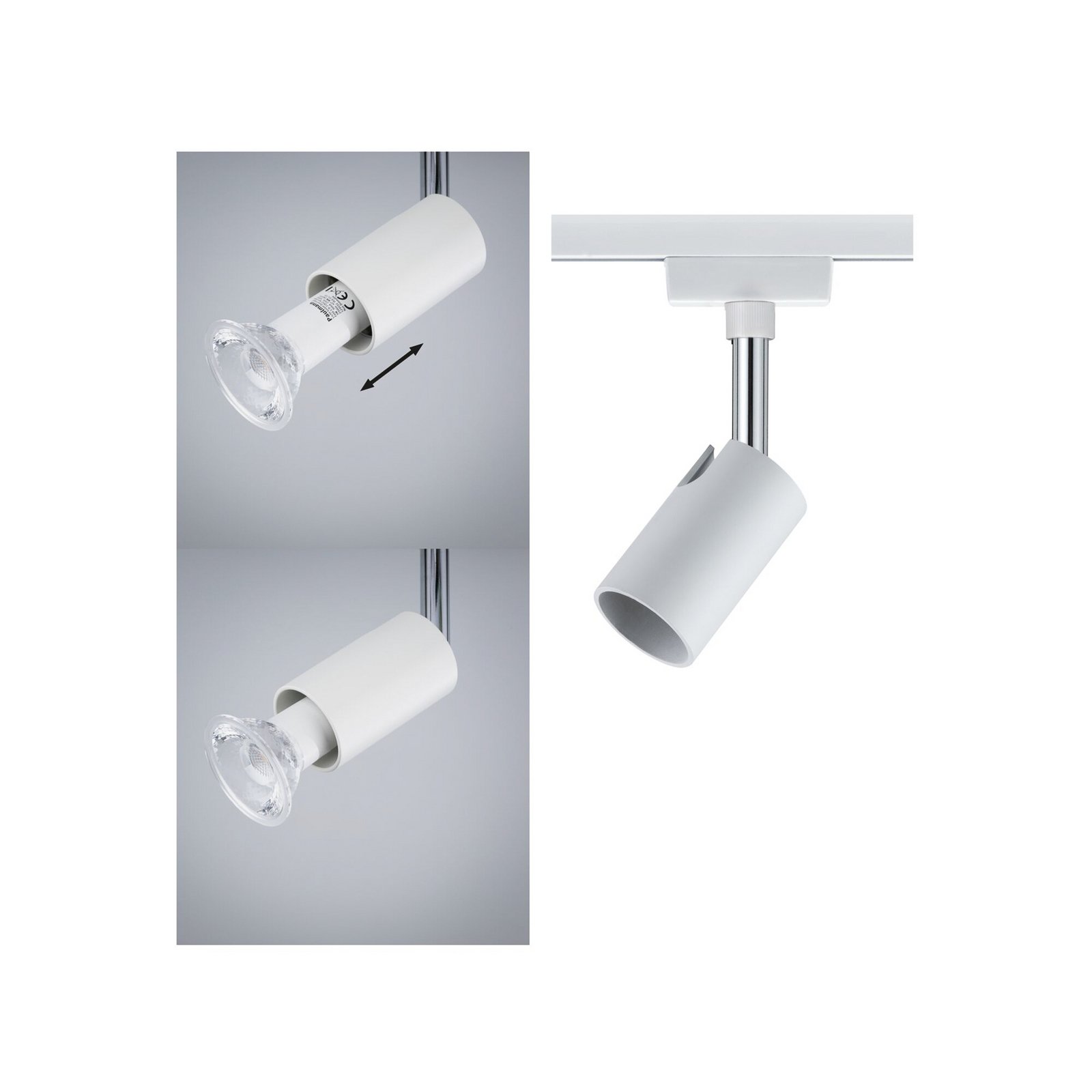 Paulmann URail-tirni spot Pure I, bela mat, GU10, kovina