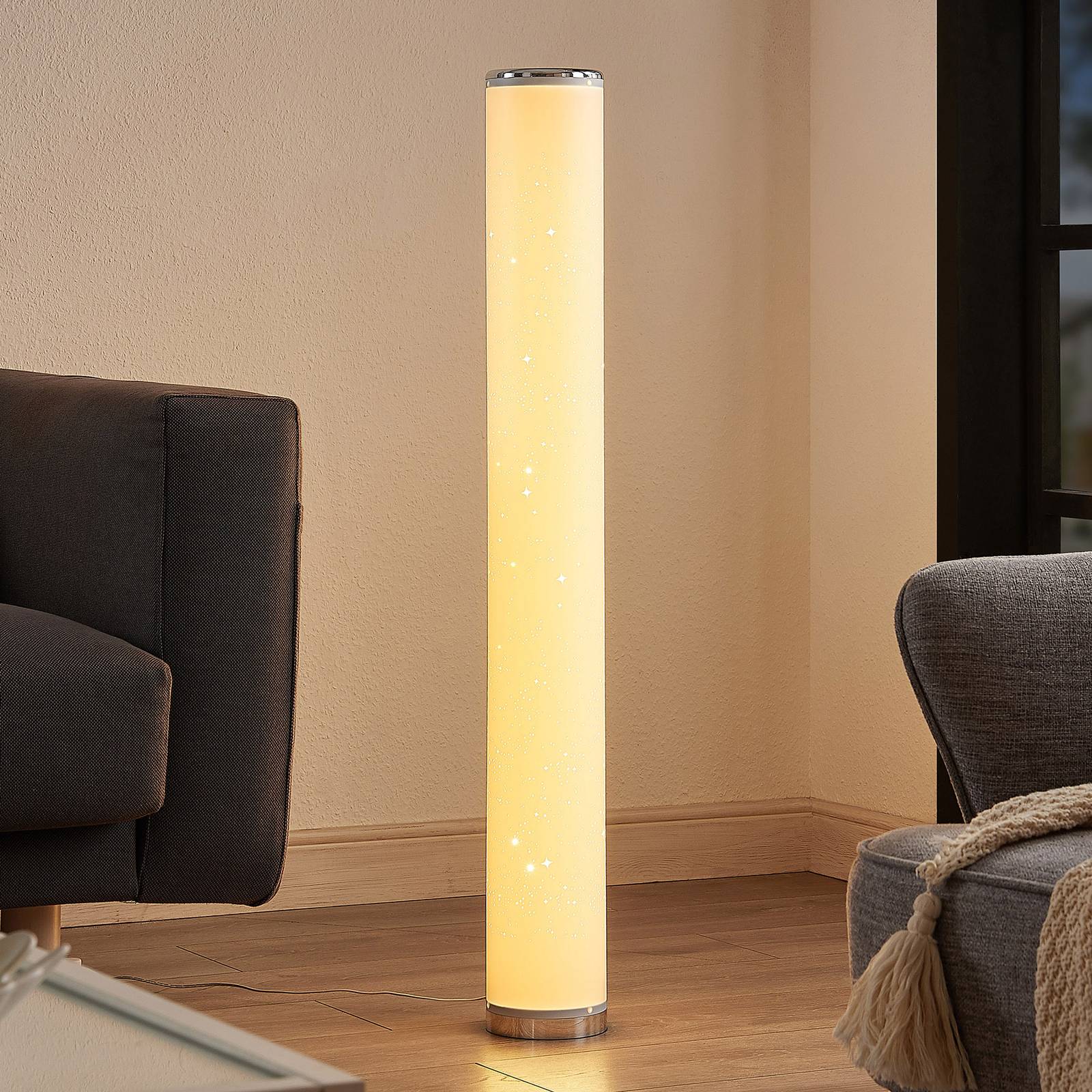 Lindby lindby Zurani LED vloerlamp met RGB-functie, voor woon-/ eetkamer, polypropyleen-folie, kunststof, 9.2 W, H: 103.5 cm