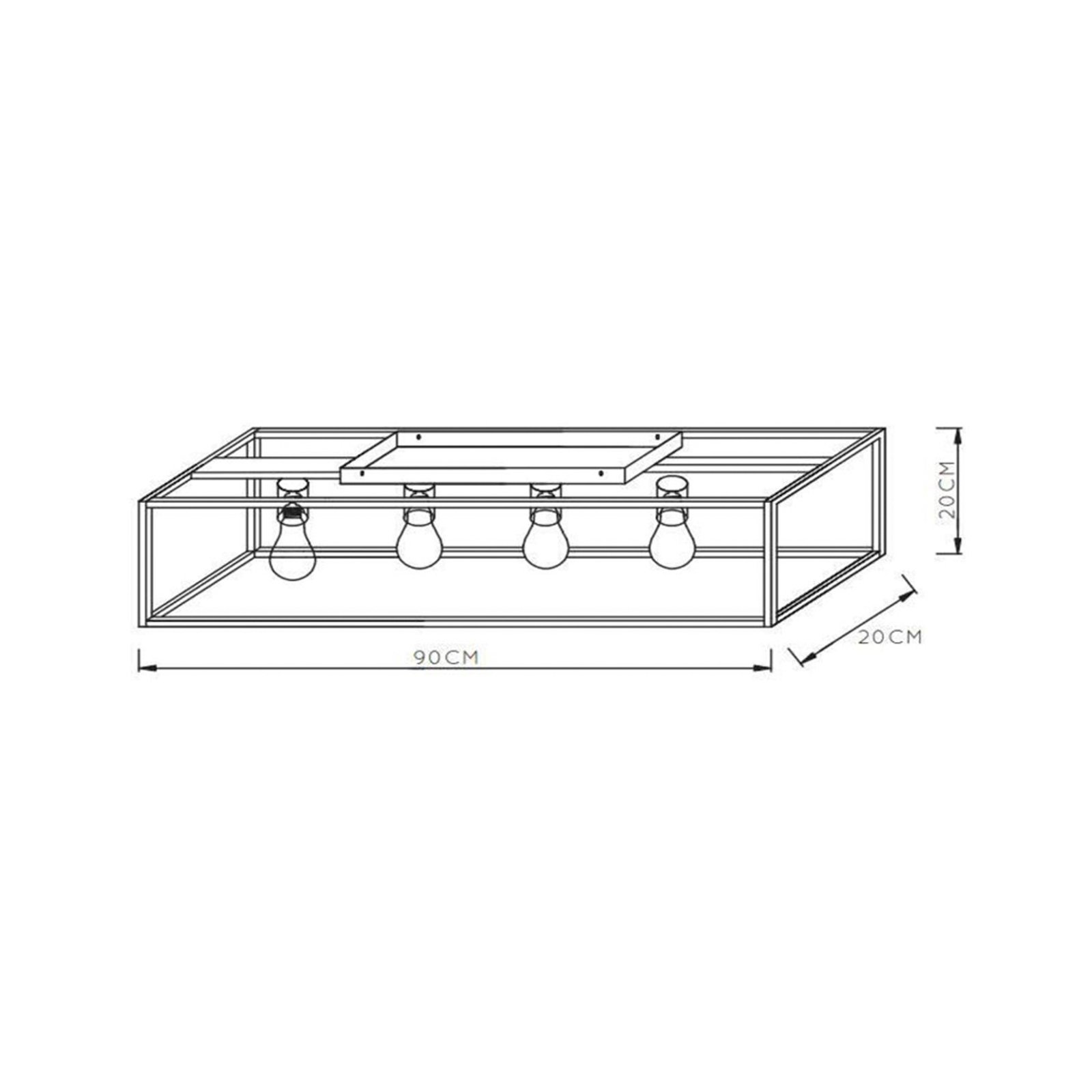 Ruben plafondlamp, zwart, 90 cm, 4-lamps, metaal, E27