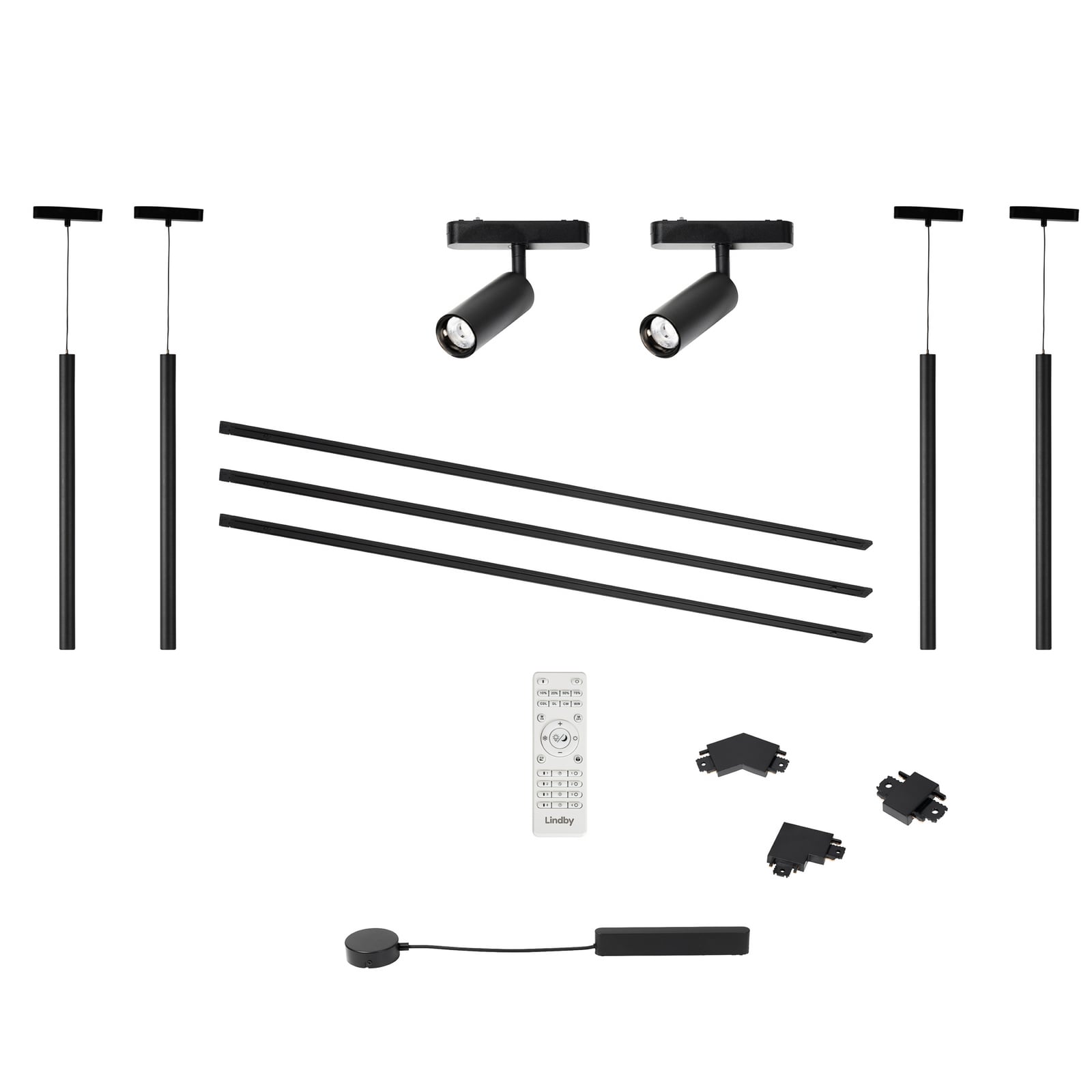 Lumaro track lighting system, spotlights, pendant lights, 7-bulb, black, 48V, Lumaro track lighting system, spotlights, pendant lights, 7-bulb, black, 48V,