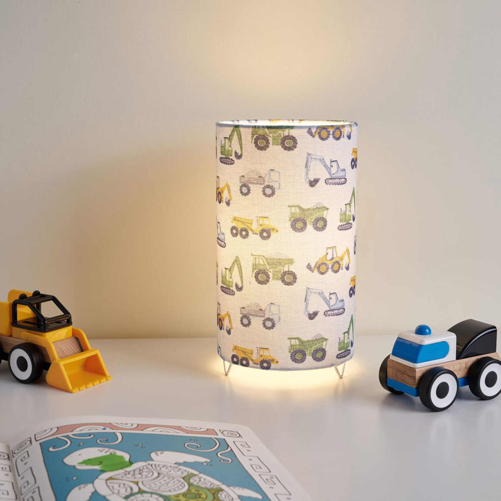 Pauleen Cute Tractor Table Lamp Linen, Tractor Table Lamp