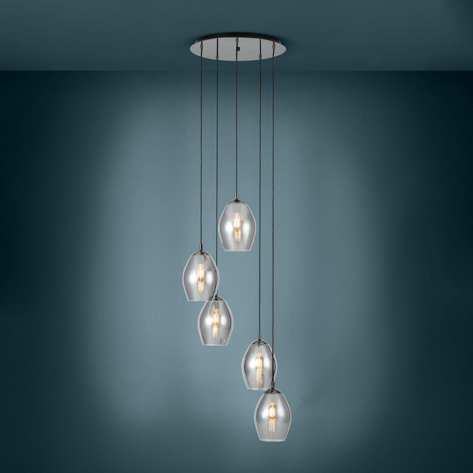 EGLO Stars Of Light Estanys hanging light, black, 5-bulb, round