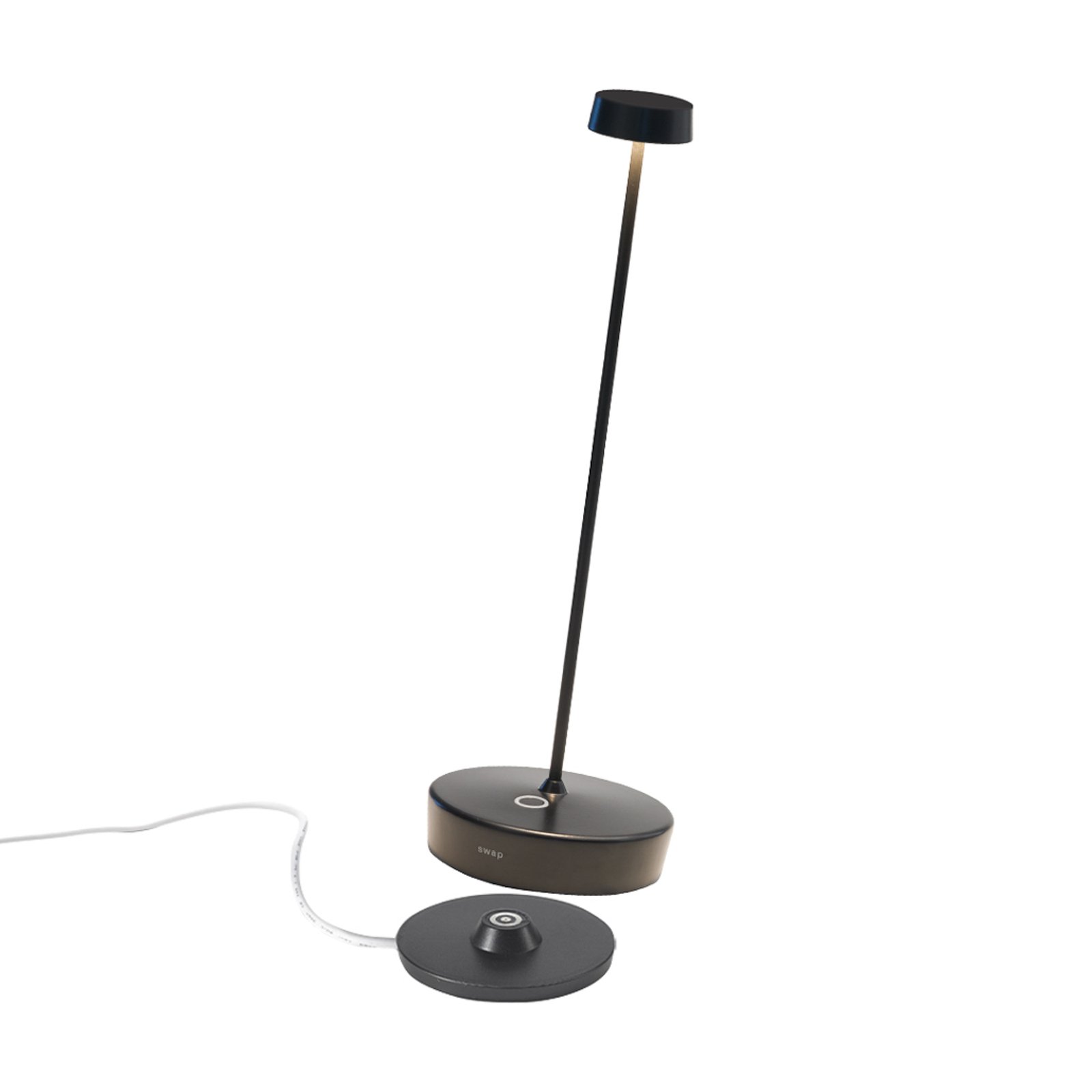 Zafferano Swap battery table lamp, IP65 black