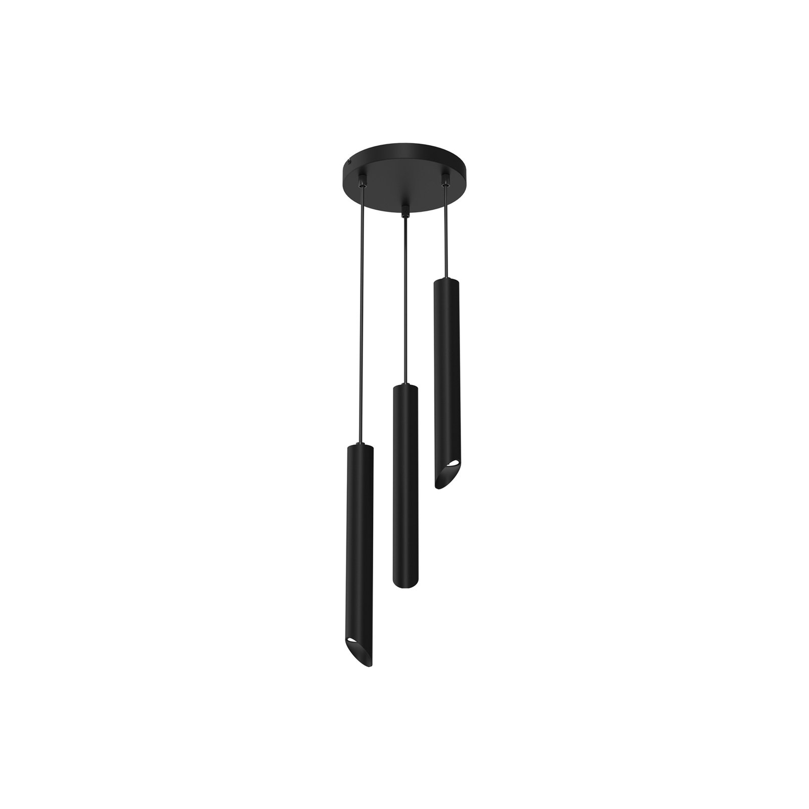 Corte pendant light, black, 3-bulb, round