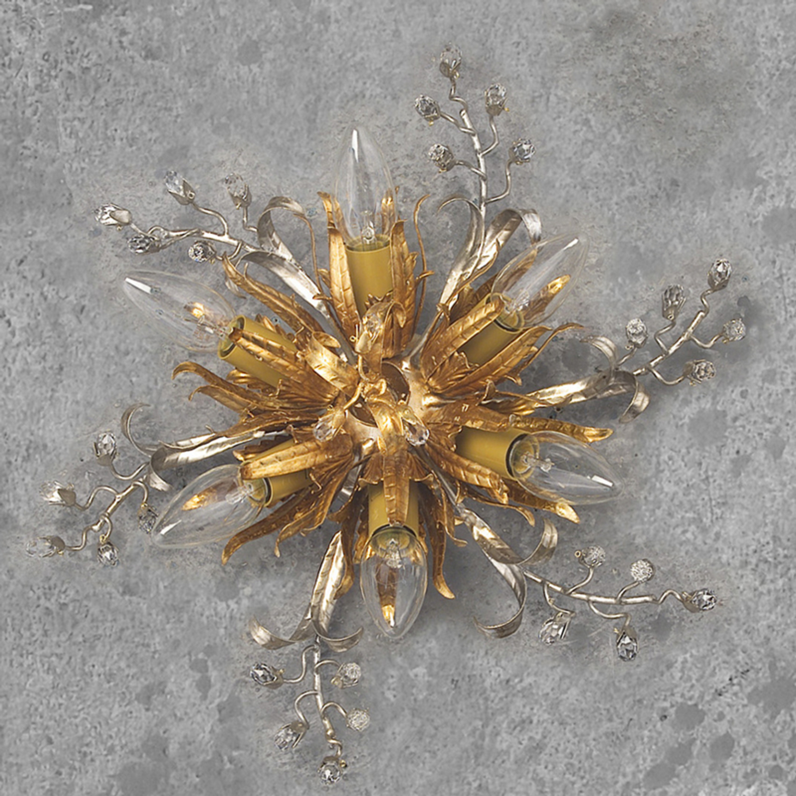 Ferro Luce BERGAMO impressive ceiling light six-bulb, for Living / Dining Room, metal, crystal, E14, 40 W, energy efficiency: A++, H: 10 cm