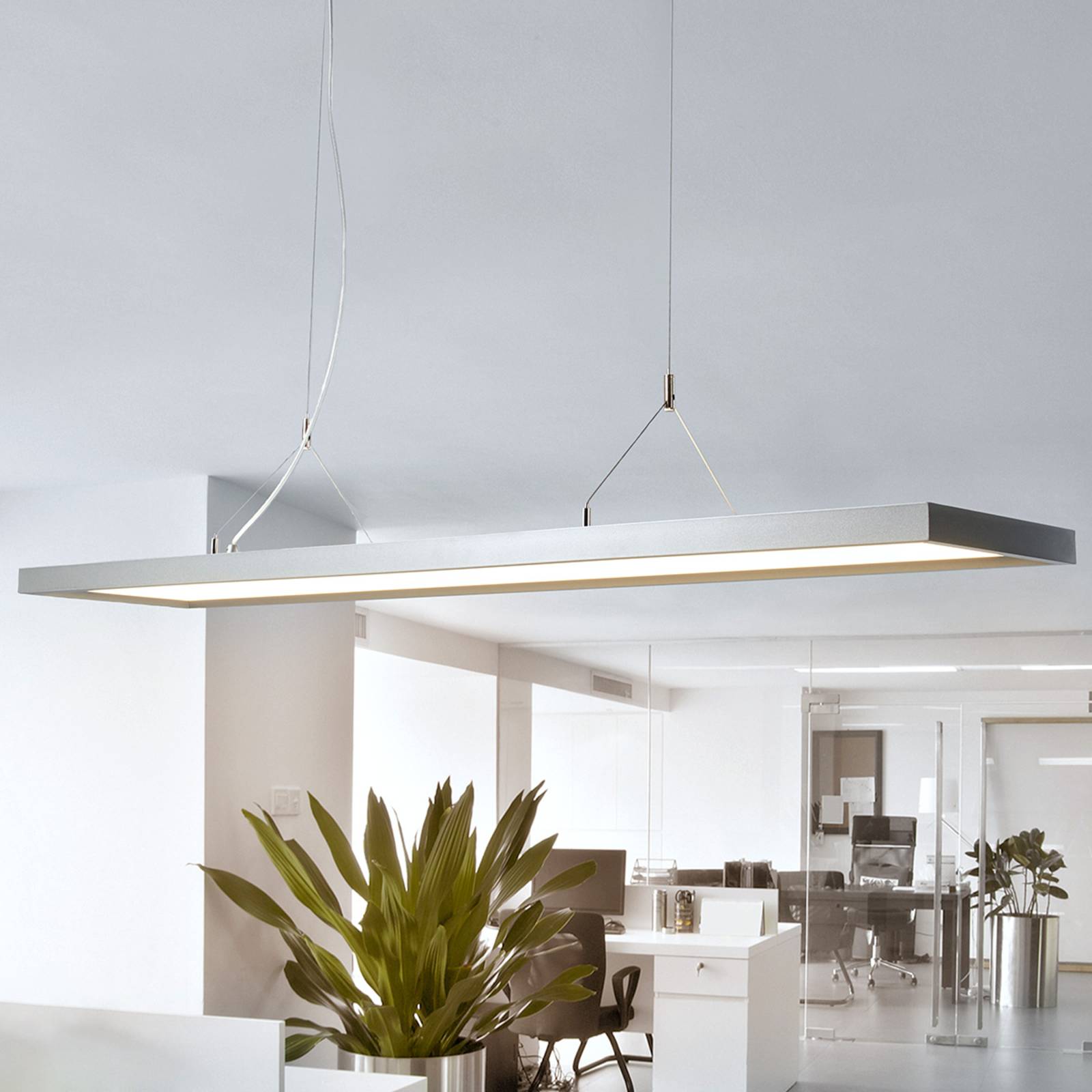 Arcchio lampa wisząca LED Dorean, srebrny, metal, 120cm