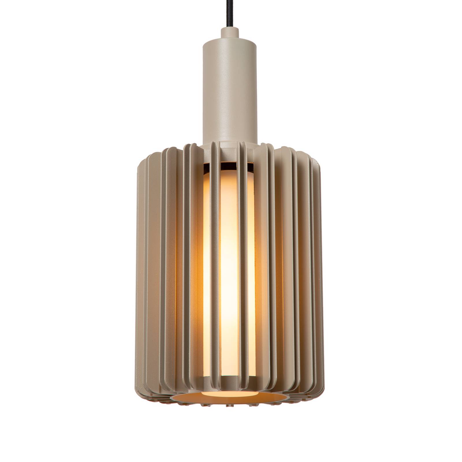 Lampa wisząca Lambres, kolor taupe, długość 164 cm, szkło/metal, 5-punktowa.
