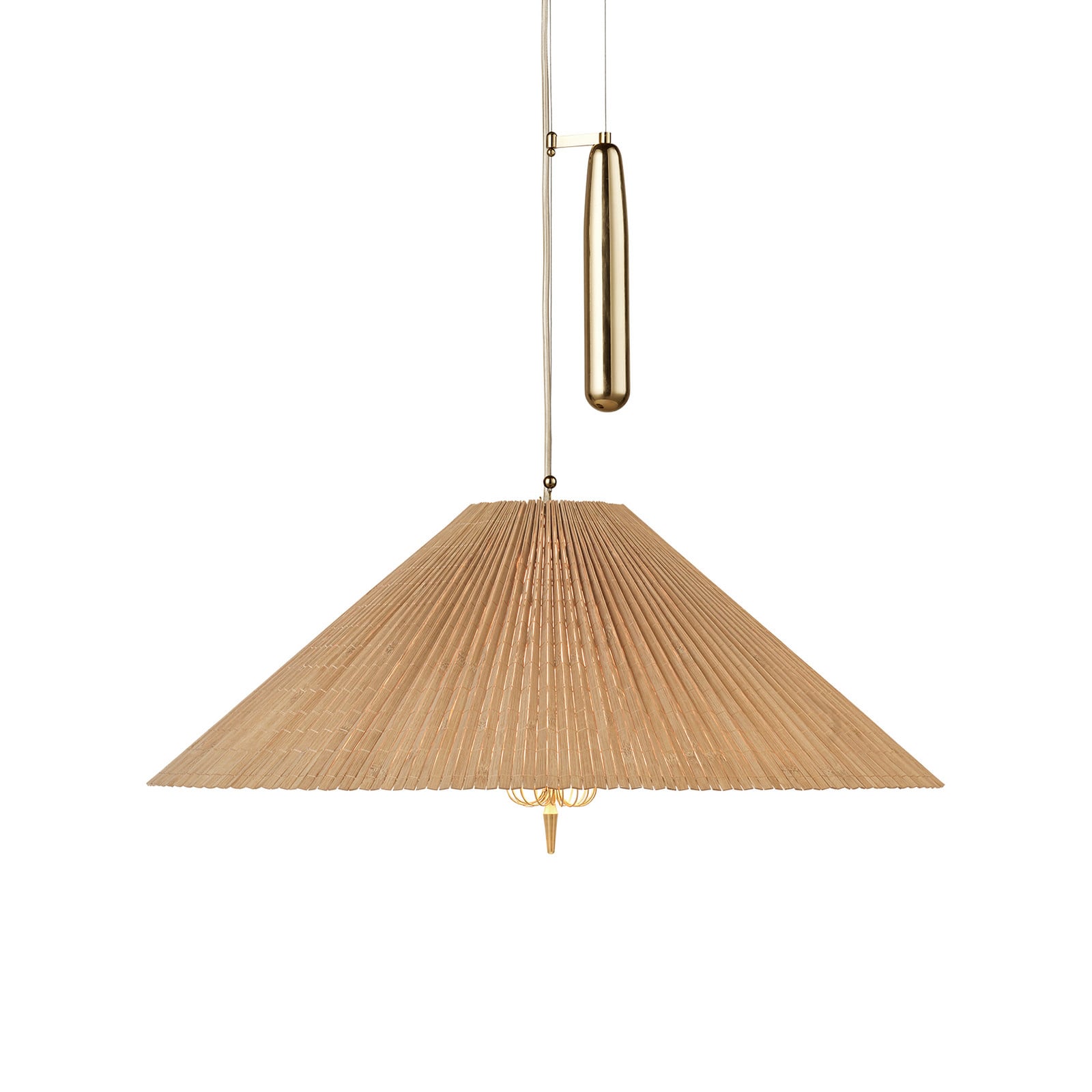 Suspensie GUBI A1972 alamă abajur din bambus reglabil - Camera de zi / sufragerie - design - bambus natural alamă lustruită - Bamboo