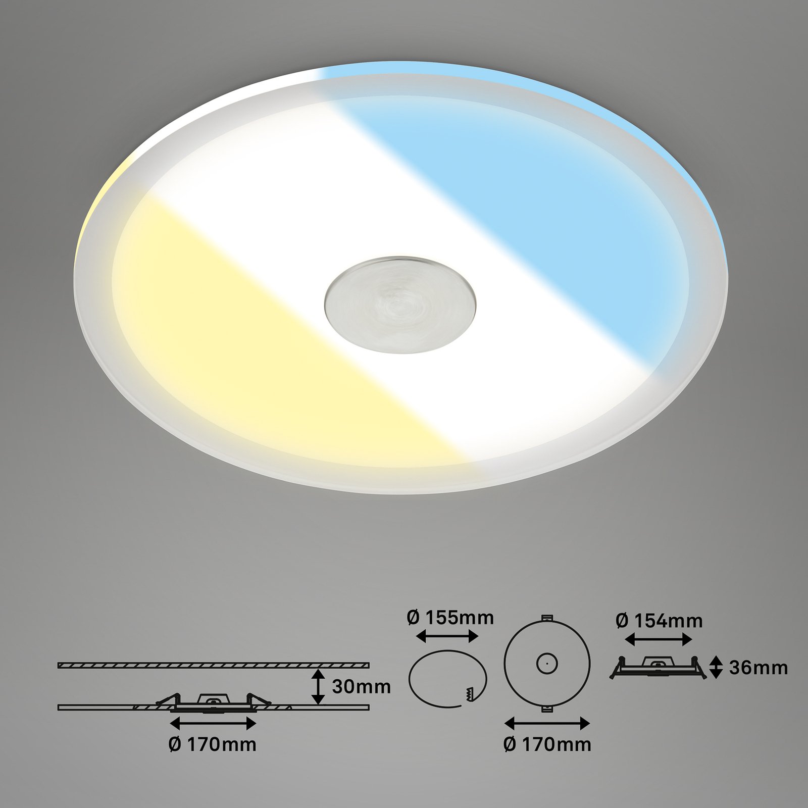 LED recessed ceiling light 784 IP44 CCT Switch Ø 17cm