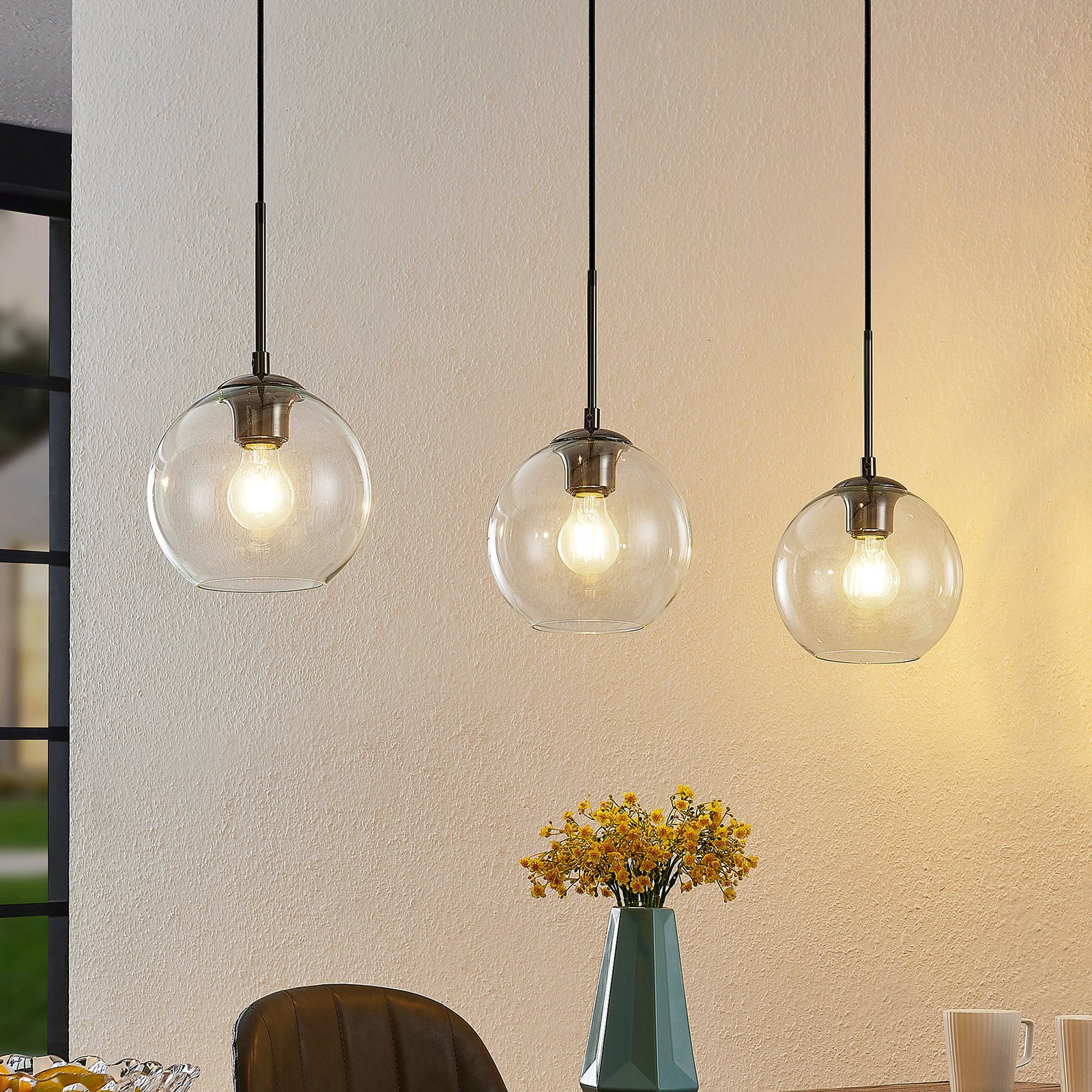 Firano 3 Pendelleuchte Clear/Metal - Lindby