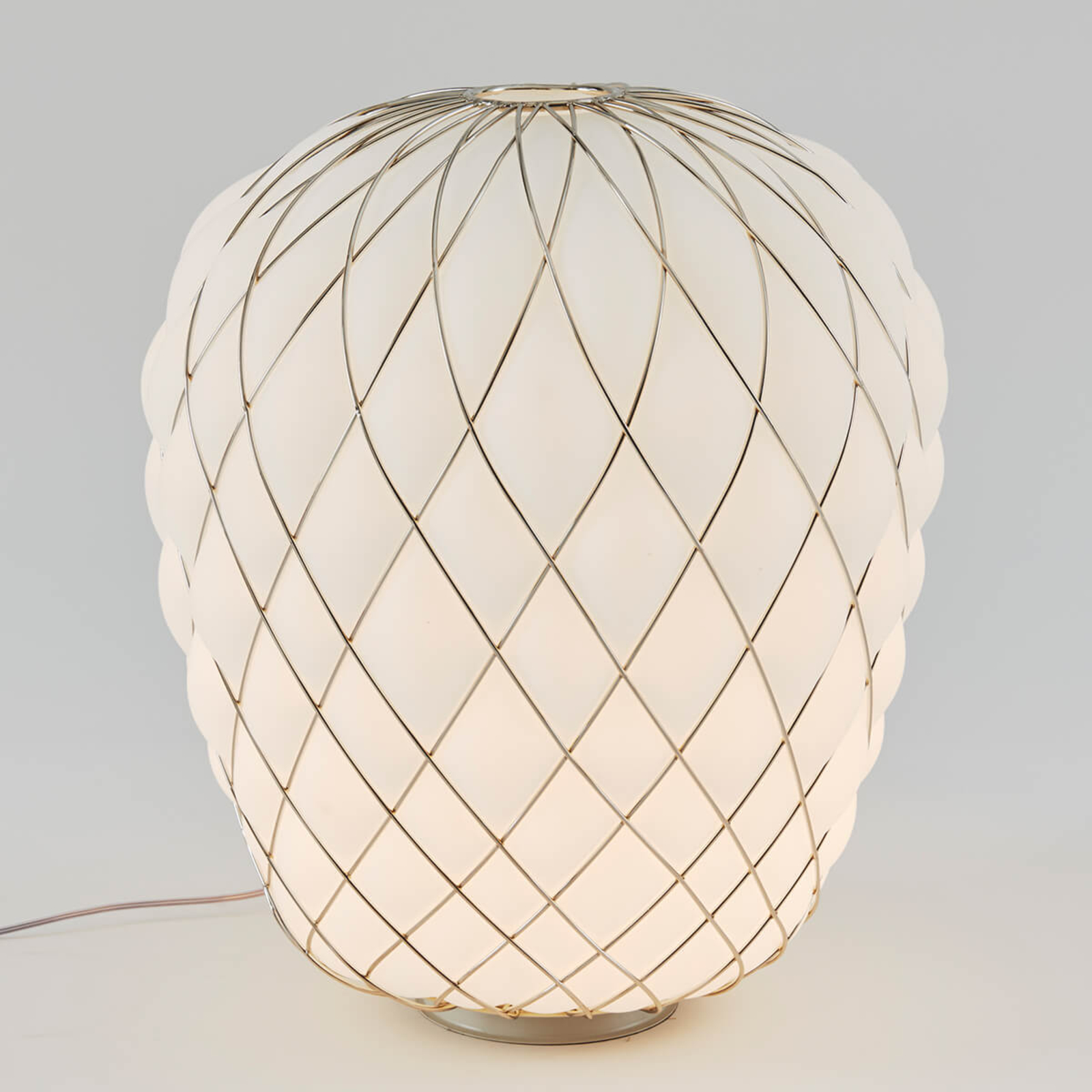 Designer table lamp Pinecone made of milky glass