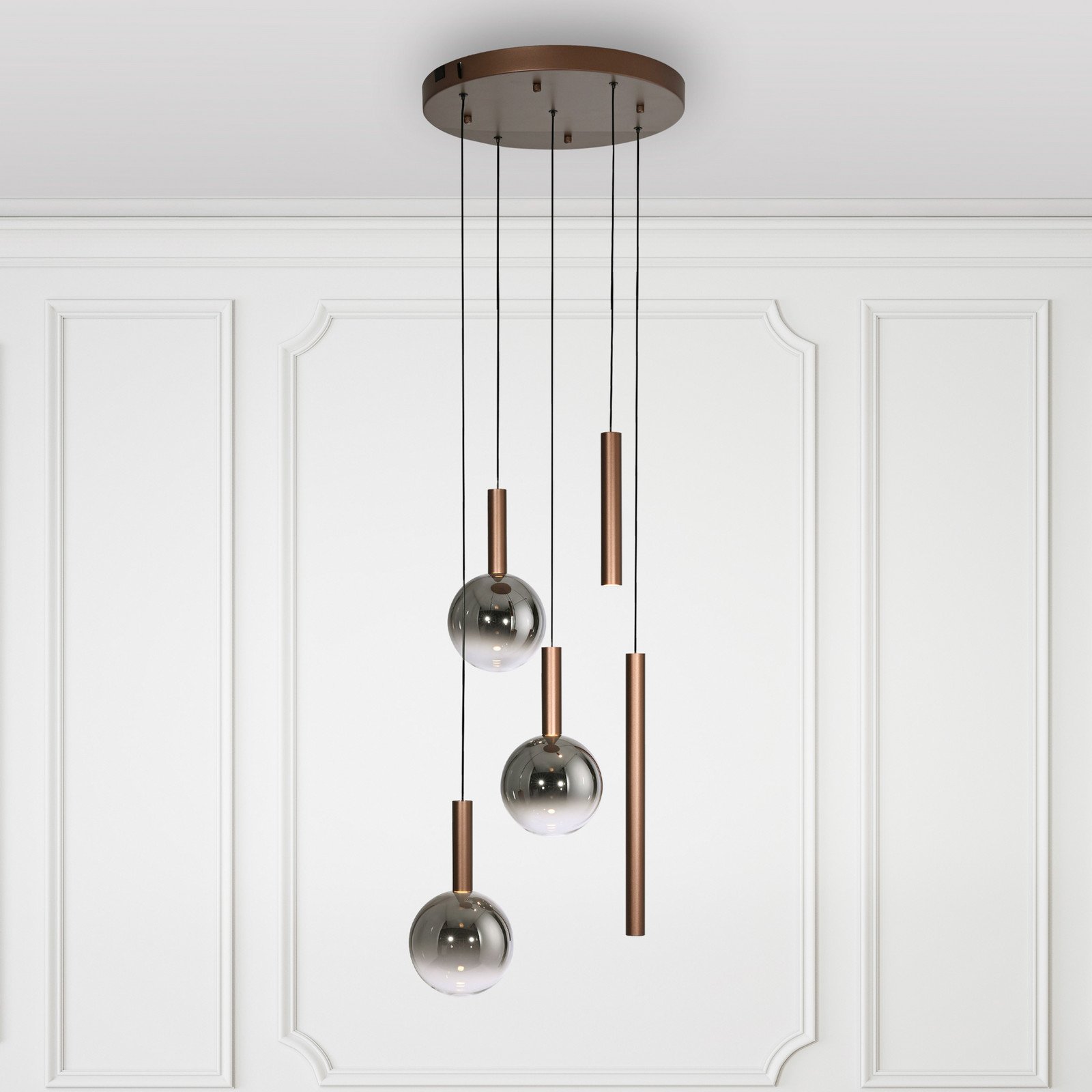 Paul Neuhaus lampă suspendată LED Bowl Ø 54 cm maro/gri - Camera de zi / sufragerie - Modern - maro gri fumuriu - Sticlă