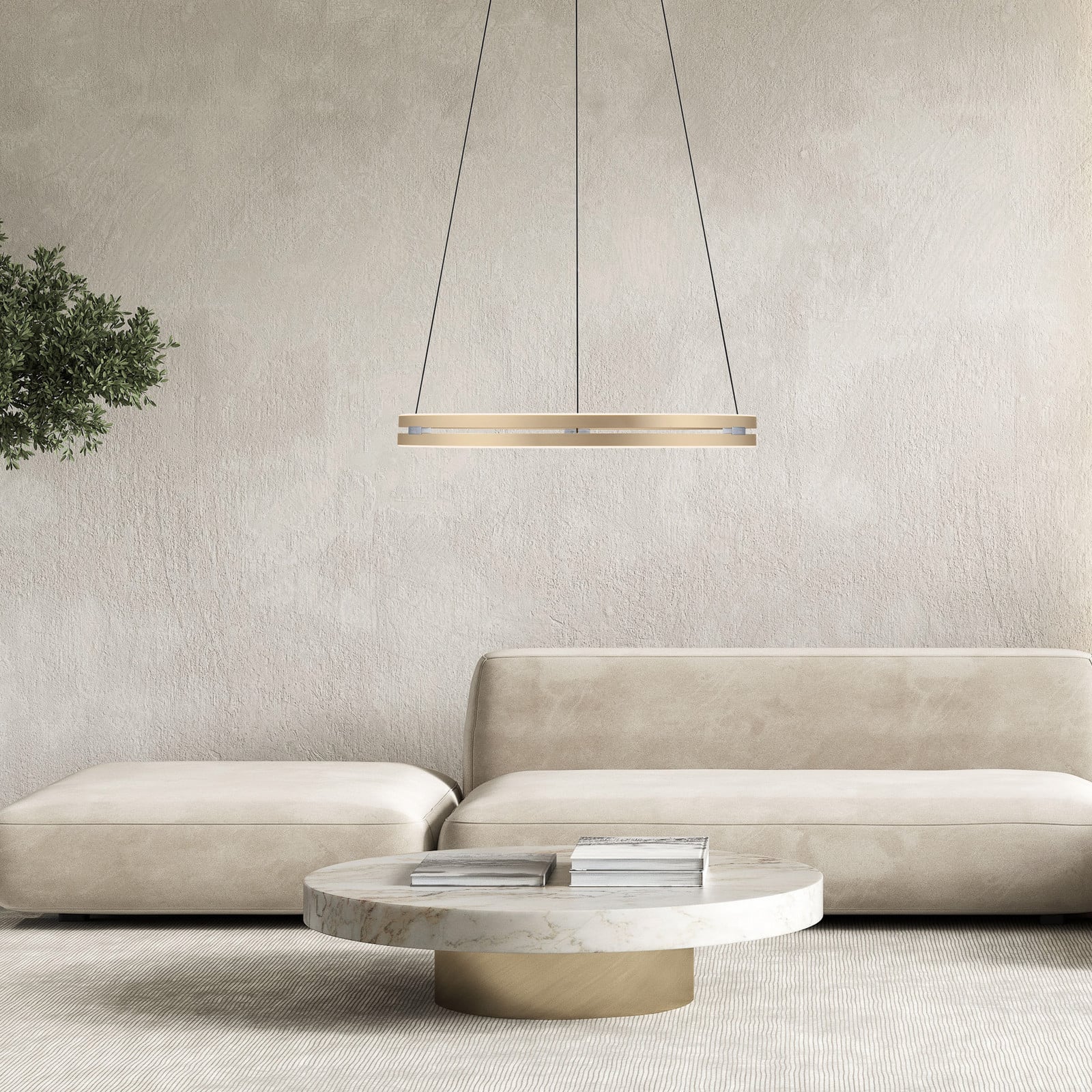 Lampă suspendată LED PURE E-Loop auriu ivoriu Ø 70 cm aluminiu CCT - Camera de zi / sufragerie - Modern - aur ivoriu - Metal