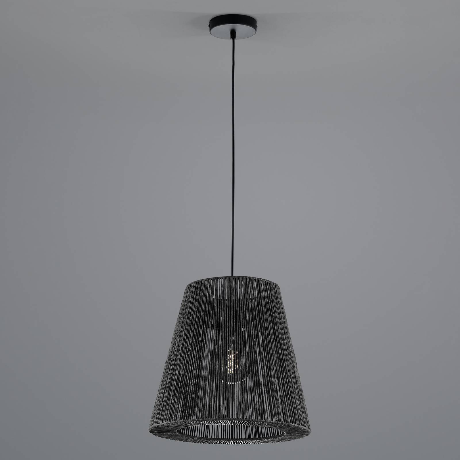 HELL Lanové závěsné svítidlo z papíru, černé, Ø 38 cm