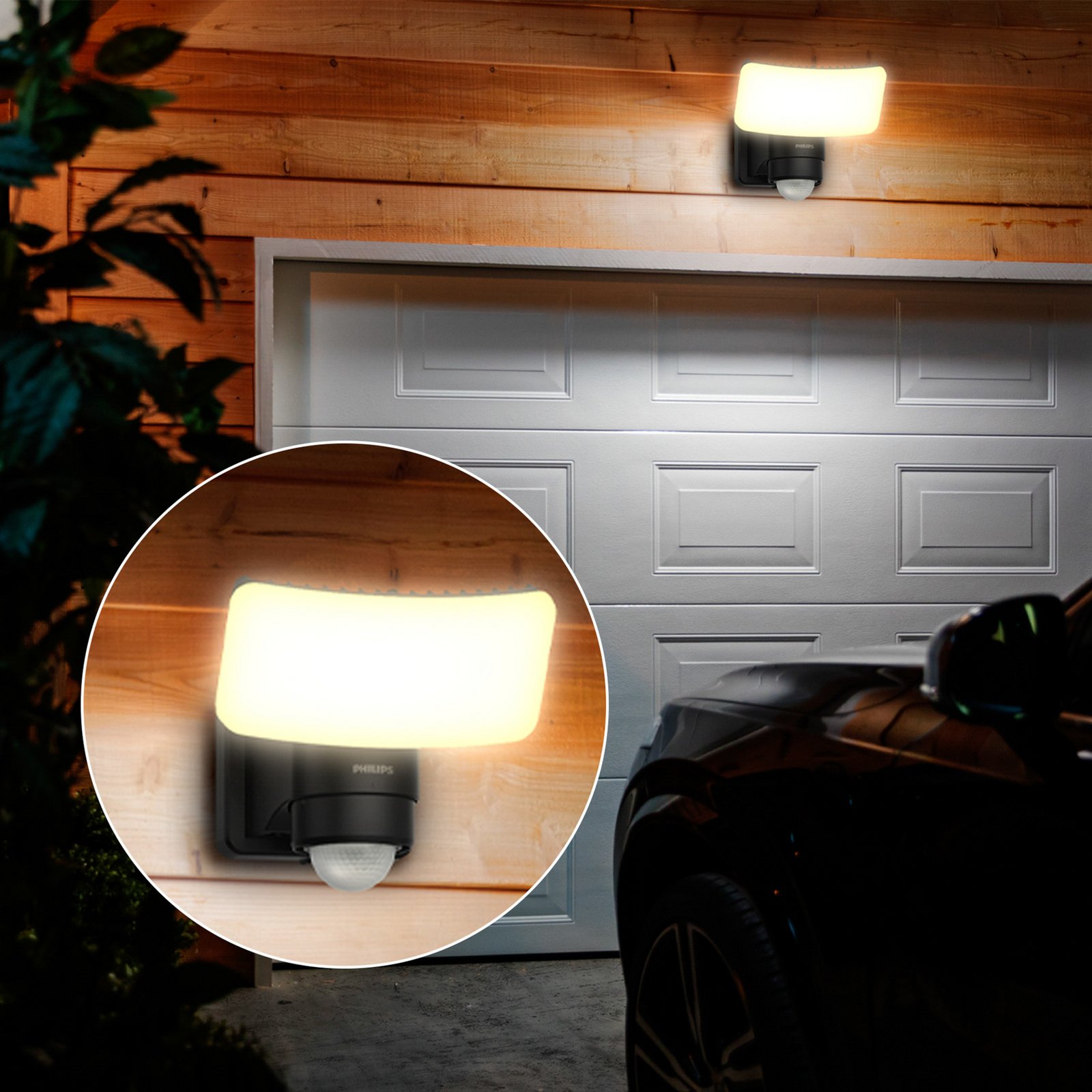 Philips Faretto da esterno a LED solare Tylus, nero 3.000K Sensore